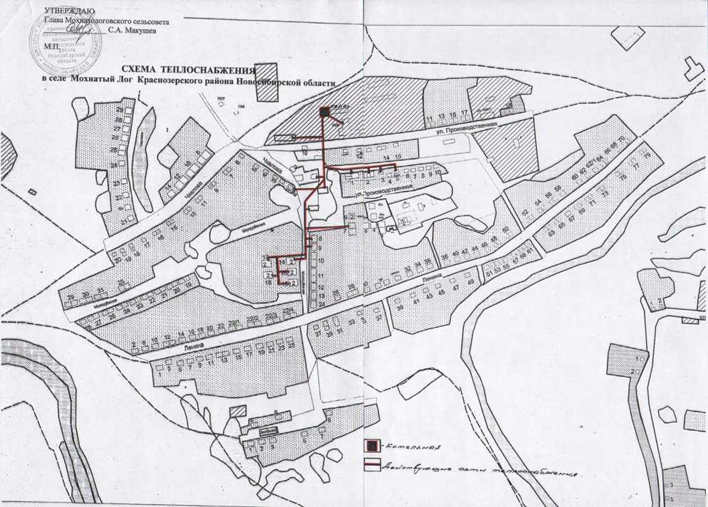 Схема теплоснабжения в селе Мохнатый Лог